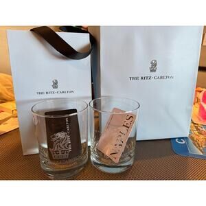 2 Ritz-Carlton Naples Florida Rocks Whiskey Water Glasses 13oz Tumbler Gift Set